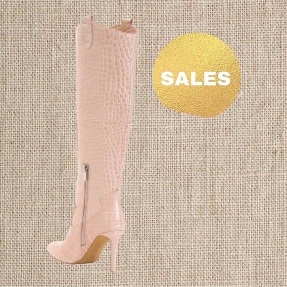 Beige off-white, knee-high croc boots - Picture 2 of 2